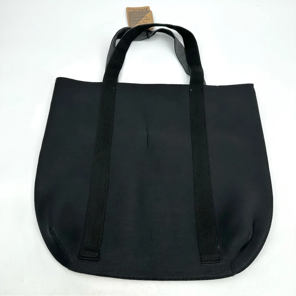 FITKICKS Everyday Tote Reversible Bag Neoprene Bag 2 Handle Black Gray -read